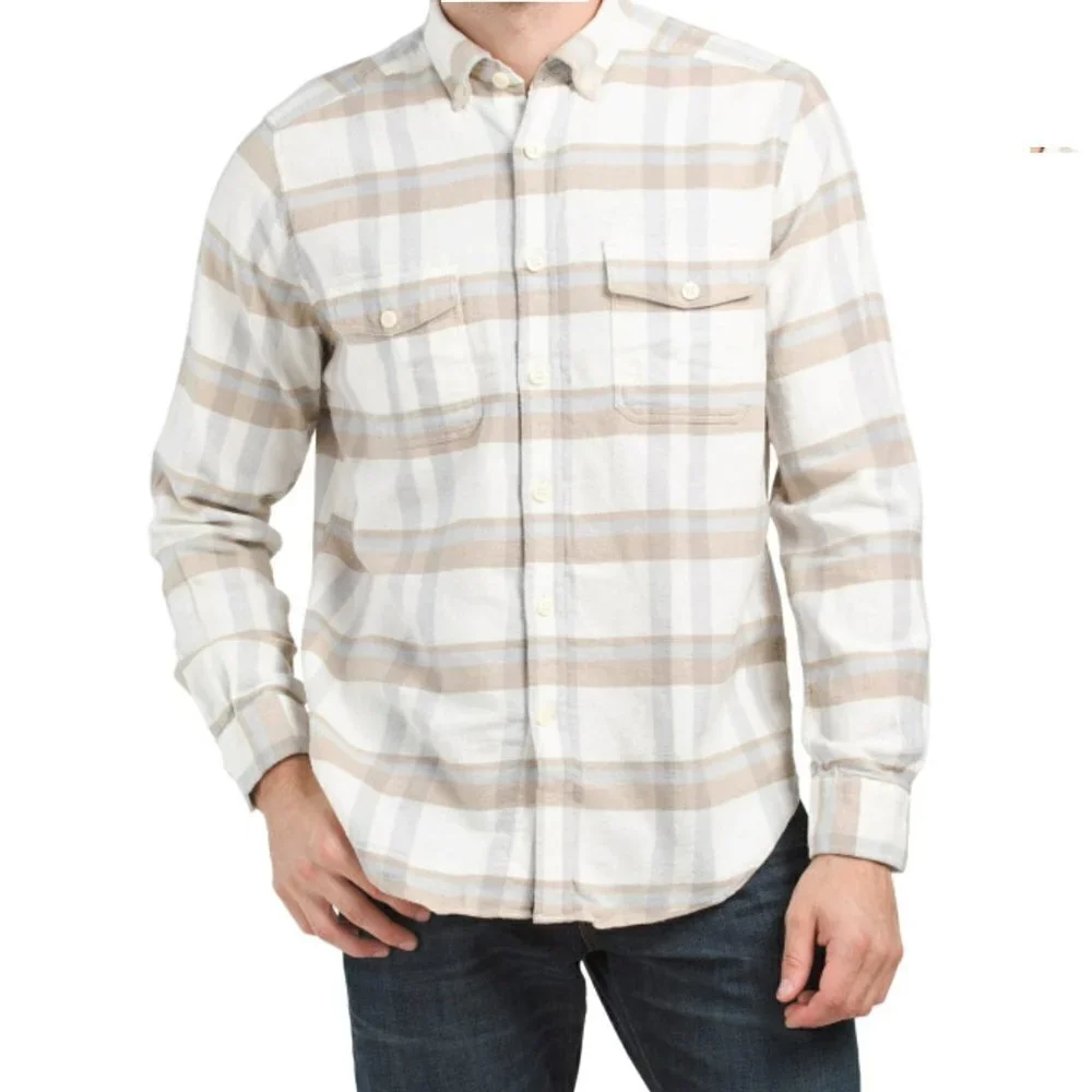 NWT Nautica Classic Collar Checked Sofr Brushed Flannel Casual Button Down Shirt - Picture 1 of 3
